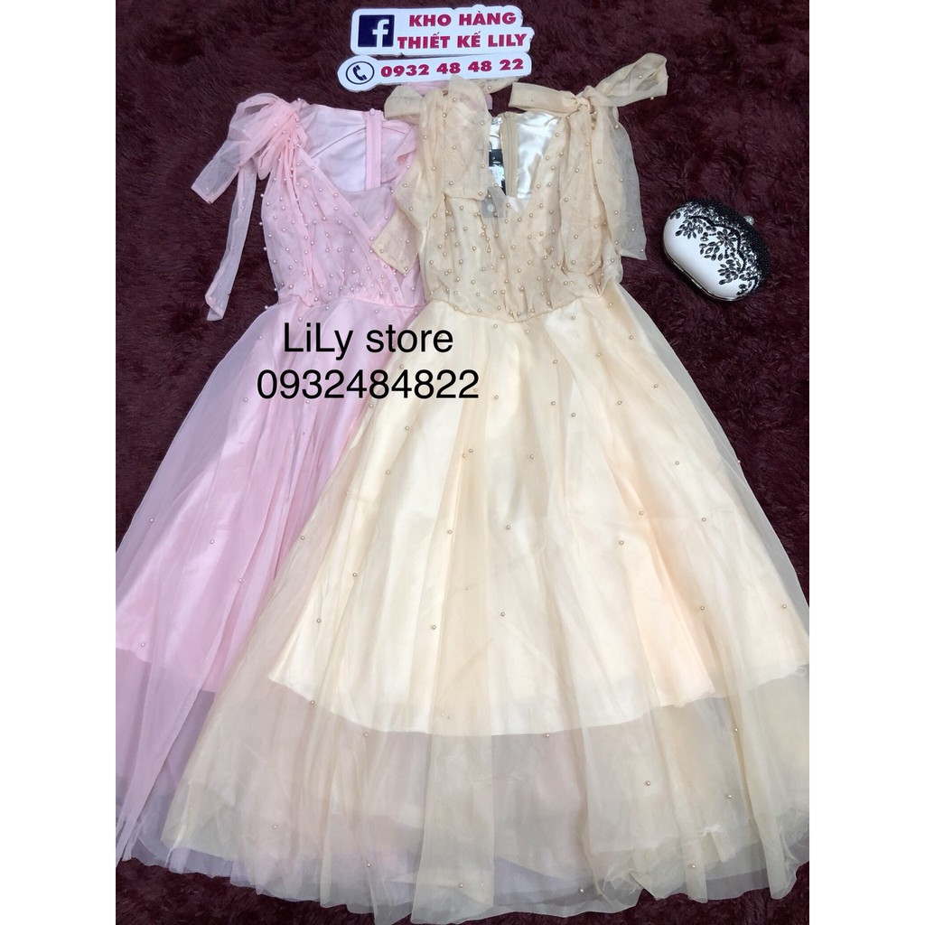 ẢNH VÀ VIDEO THẬT 1000%  Đầm maxi 2 dây kết nơ đính cườm