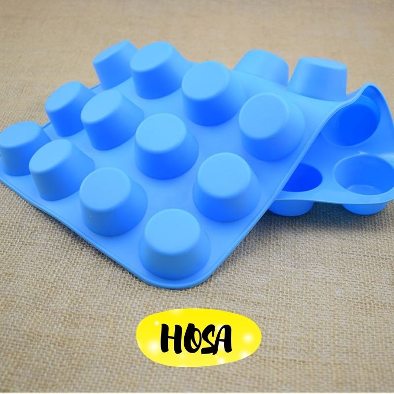 24 CUP ROUND, 24 Ô TRÒN KHUÔN SILICONE LÀM CUPCAKE, MUFFIN VÀ RAU CÂU TIỆN DỤNG
