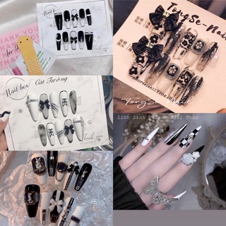 Bộ nail box thiết kế theo phom, móng giả gắn móng tay kiểu dáng sang chảnh đính charm