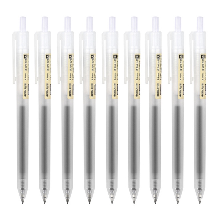 Bút bi bấm Homu mực gel màu đen đỏ xanh ngòi 0.5mm viết trơn ra mực đều dụng cụ văn phòng phẩm