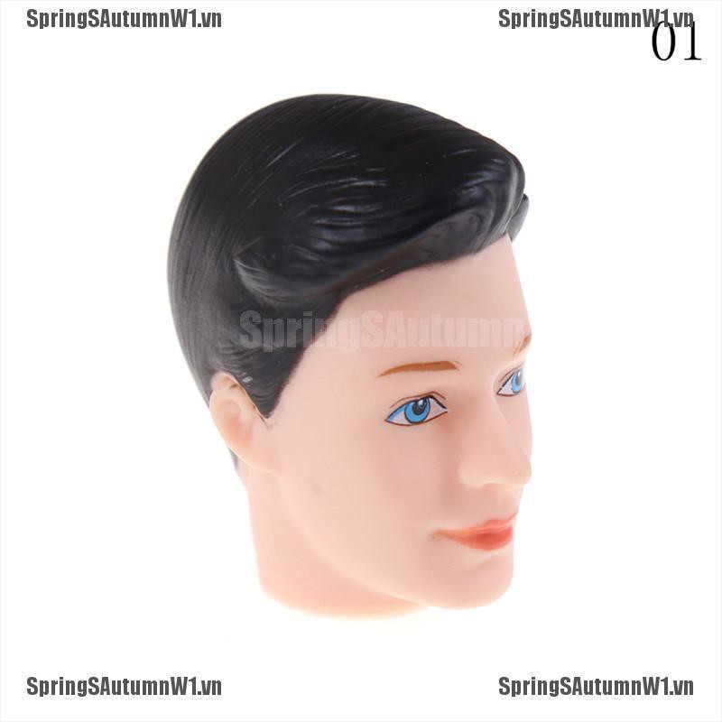 [Spring] 3D Eyes Doll Head With Hair For Barbie Boyfriend Ken Male Heads Toy Accessories [VN]