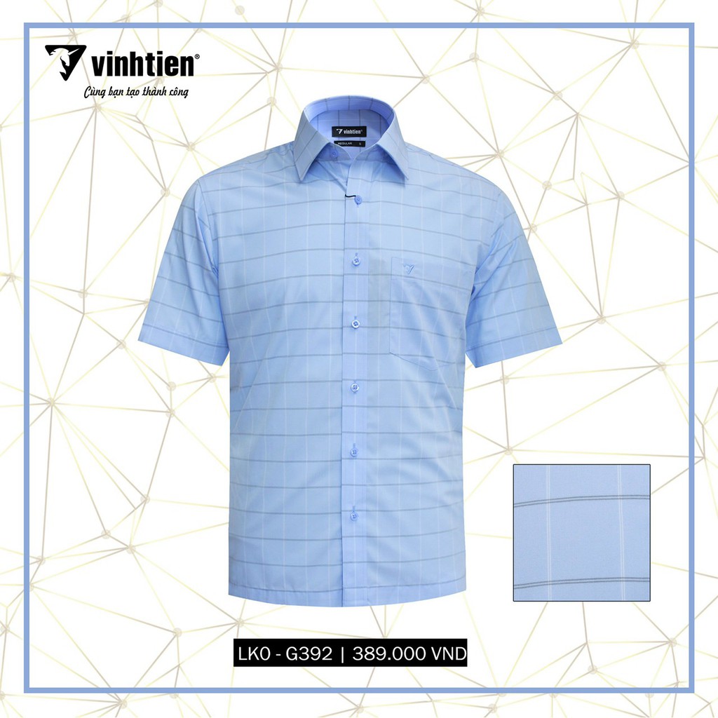 Áo Sơ Mi Ngắn Tay Regular Caro Bamboo Vạt Ngang Vĩnh Tiến 389 | BigBuy360 - bigbuy360.vn