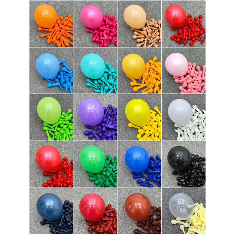 Túi bóng bay 100 quả kích thước 5 inch trang trí sinh nhật tiệc cưới loại dày nhiều màu sắc HAPPYKID TBB5inch