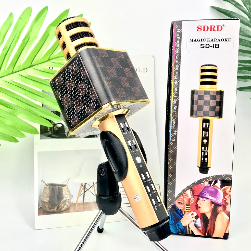 Micro karaoke bluetooth SD18 kết nối không dây, Mic Karaoke Đa Năng SD18 Mic Hát Karaoke 3 Trong 1 - Bluetech