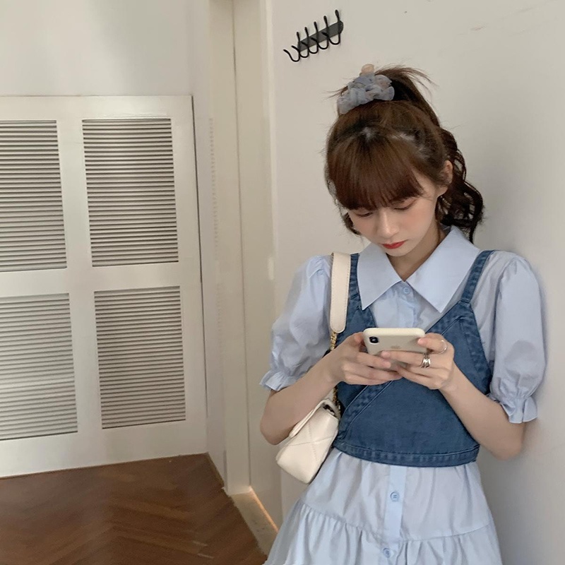 Đầm IELGY tay phồng phong cách retro Hàn Quốc thiết kế thời trang dành cho nữ