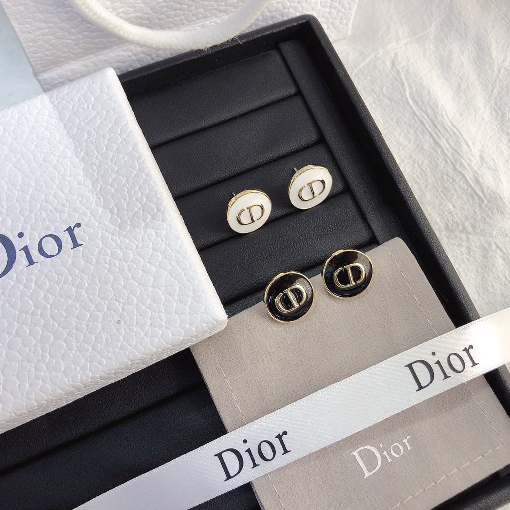 Khuyên Tai Tròn Khắc Chữ Dior Bằng Thép Titanium Thời Trang Cho Nữ
