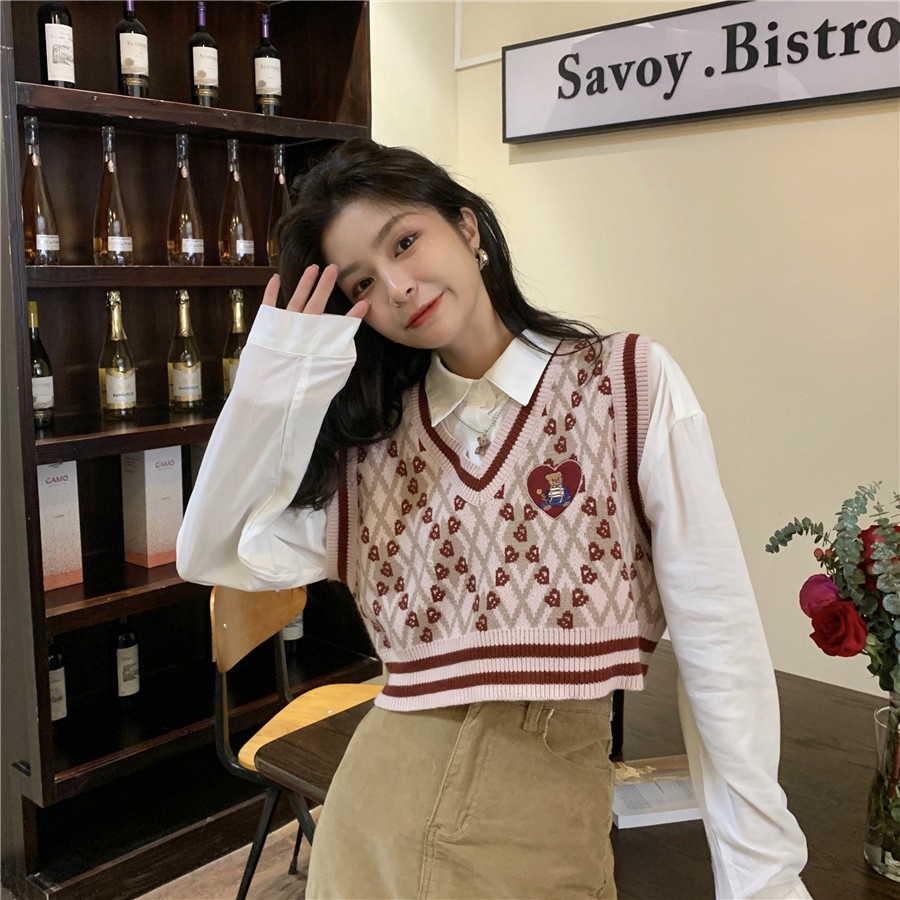 Porozi  Áo len không tay cổ chữ V thời trang Hàn Quốc