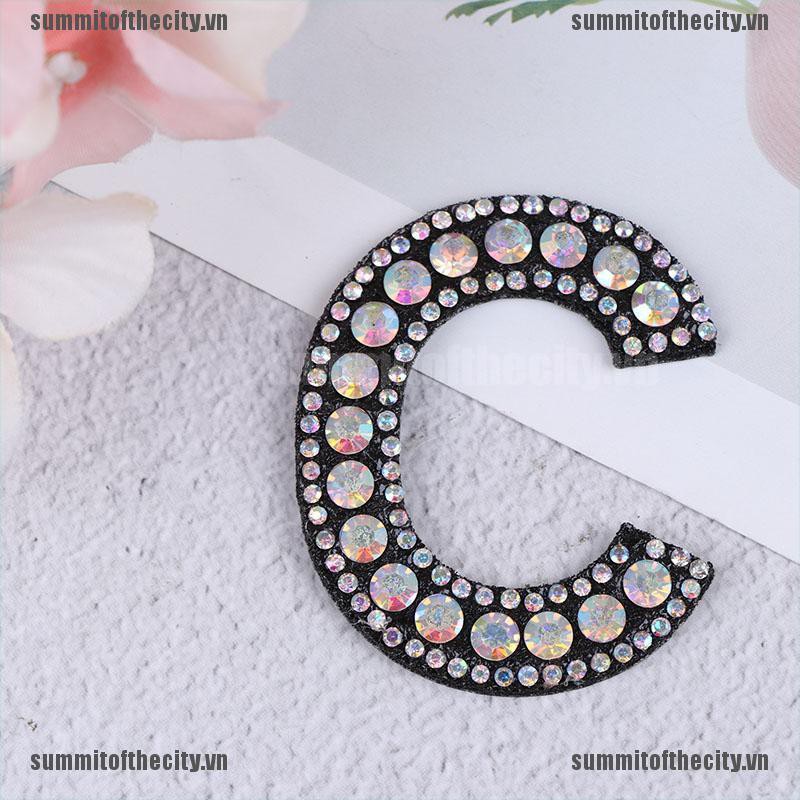 SUN A-Z Letter Rhinestone Patch Iron-on Patches Garment Applique Clothing Stickers VN