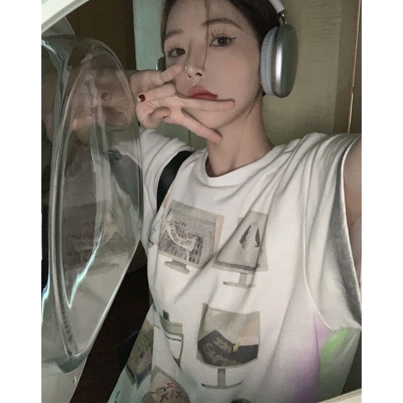 Áo Thun Tay Ngắn Dáng Rộng In Hình Tranh Vẽ Vui Nhộn Hợp Thời Trang Hè