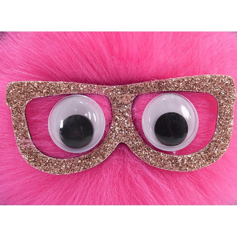 Mojito Móc Khóa Hình Mắt Kính Phối Lông Thỏ Giả Mềm Mại Dễ Thương