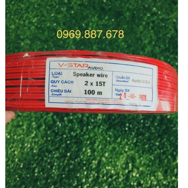 Dây đôi đỏ đen đồng 2x15 tim 100m