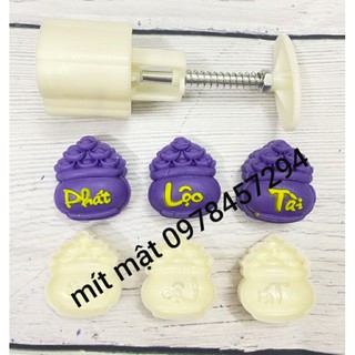 khuôn trung thu lò xo 50g hình hũ vàng chữ phát lộc tài
