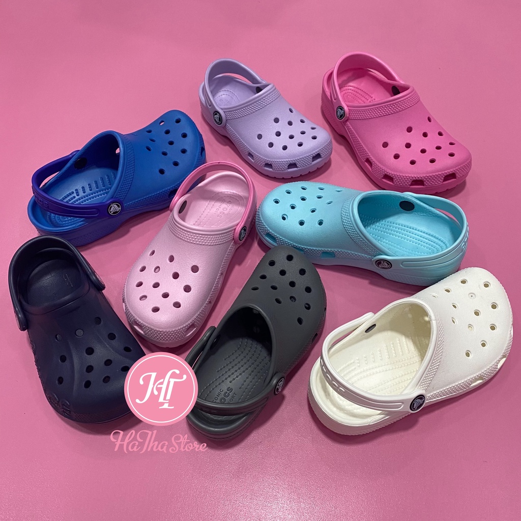 Dép sục CROCS bảng màu trơn cho bé trai bé gái