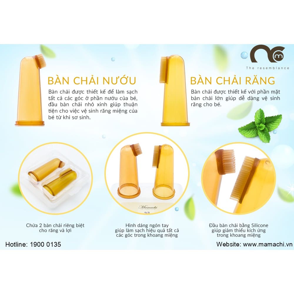 [CHÍNH HÃNG MAMACHI] SET 2 DỤNG CỤ ĐÁNH RĂNG VÀ TƯA LỢI CAO CẤP CHO BÉ SILICONE NANO BẠC MAMACHI - LÀM SẠCH RĂNG CHO BÉ