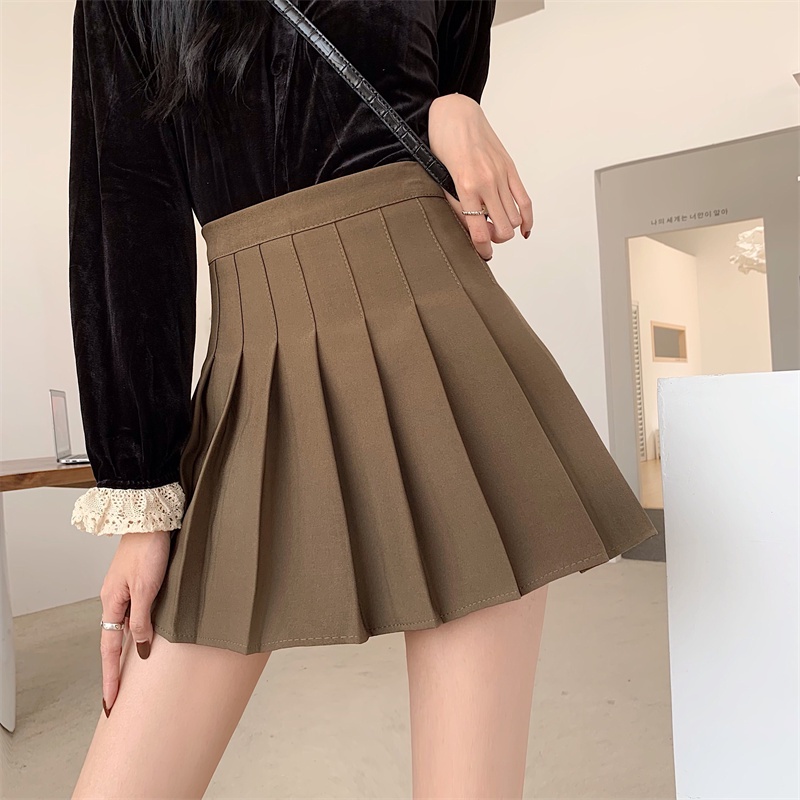 Chân Váy Lưng Cao Xếp Ly Màu Sắc Thanh Lịch Phong Cách Hàn Quốc Cho Nữ