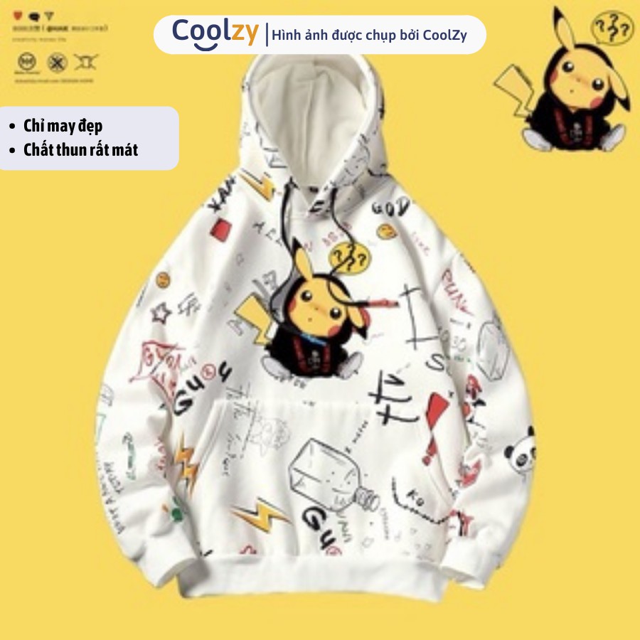 Áo khoác nỉ unisex Hoodie ❤️ Áo khoác hoodie ulzzang PIKACHU NGẬM ỐNG HÚT, form unisex nam nữ trẻ trung