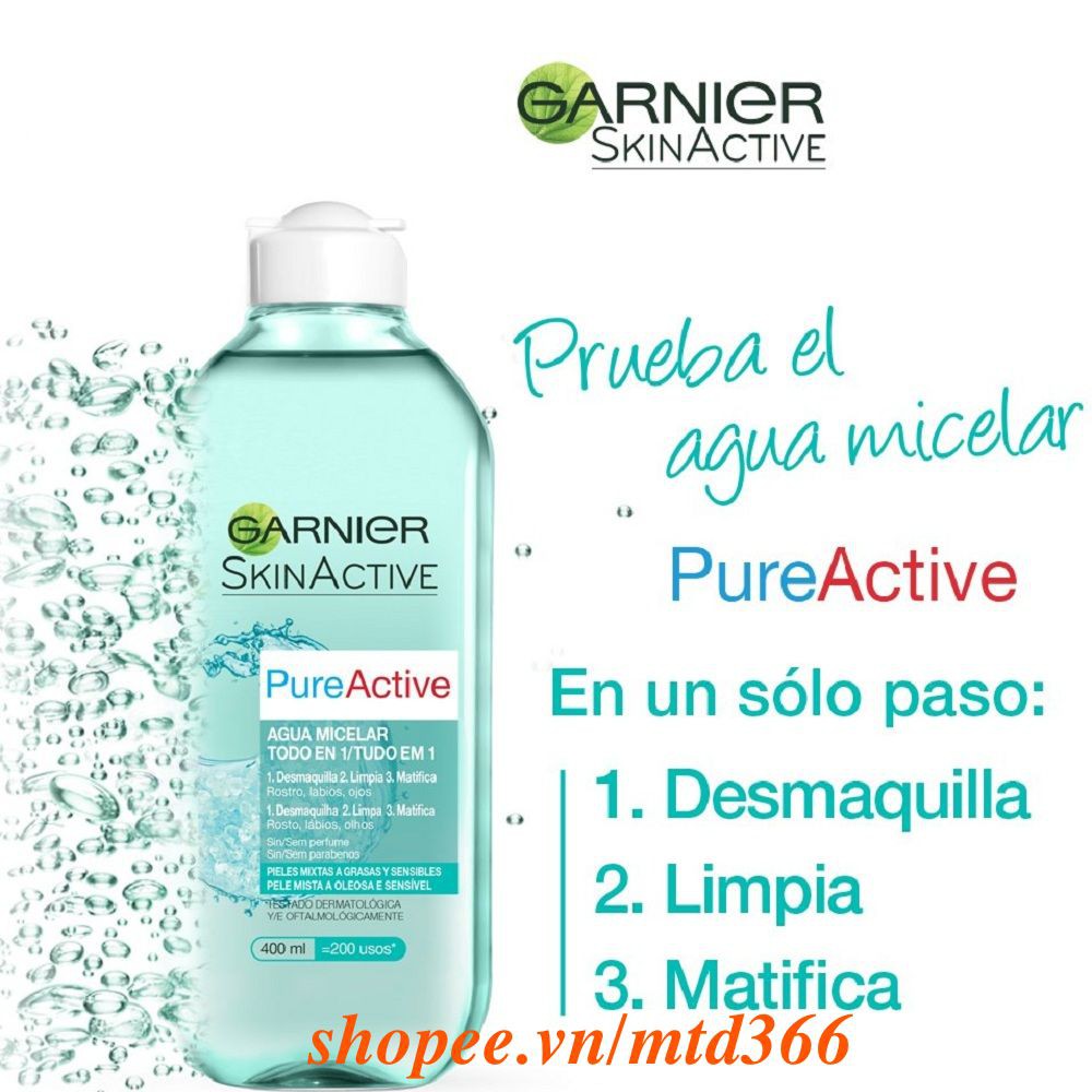 Nước Tẩy Trang 400Ml Garnier Pure Active Micellar Cleansing Water