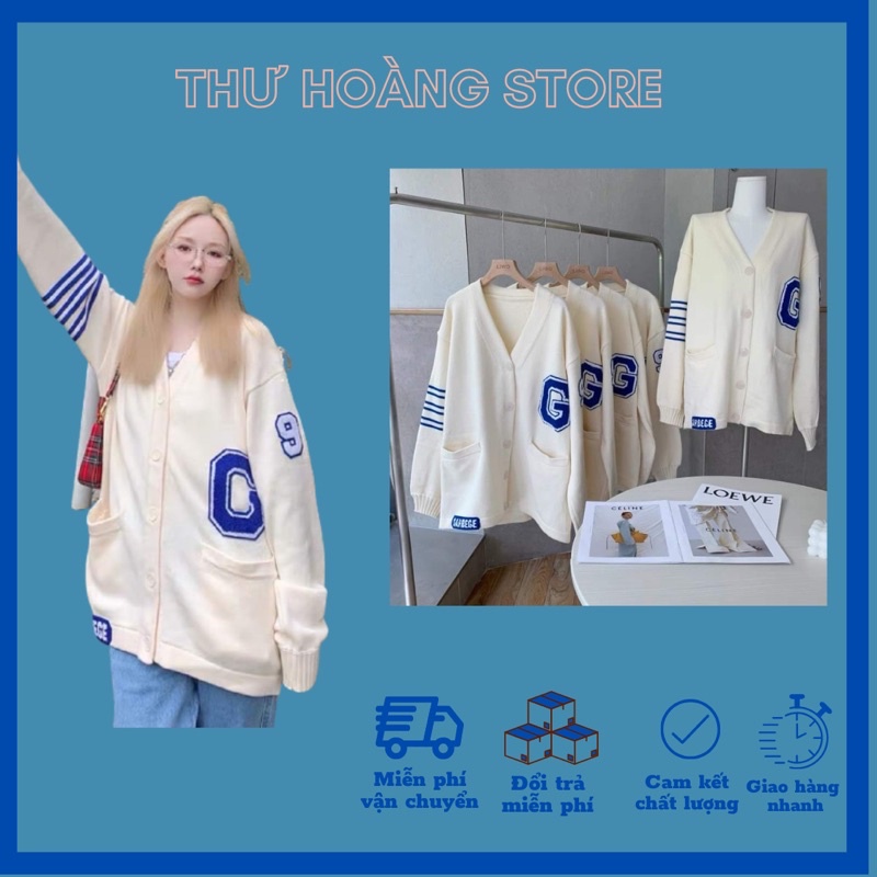 Áo khoác cardigan nỉ bông cotton unisex Thêu chữ viền tay hai màu, dáng rộng cổ chữ V phong cách Hàn Quốc ullzang