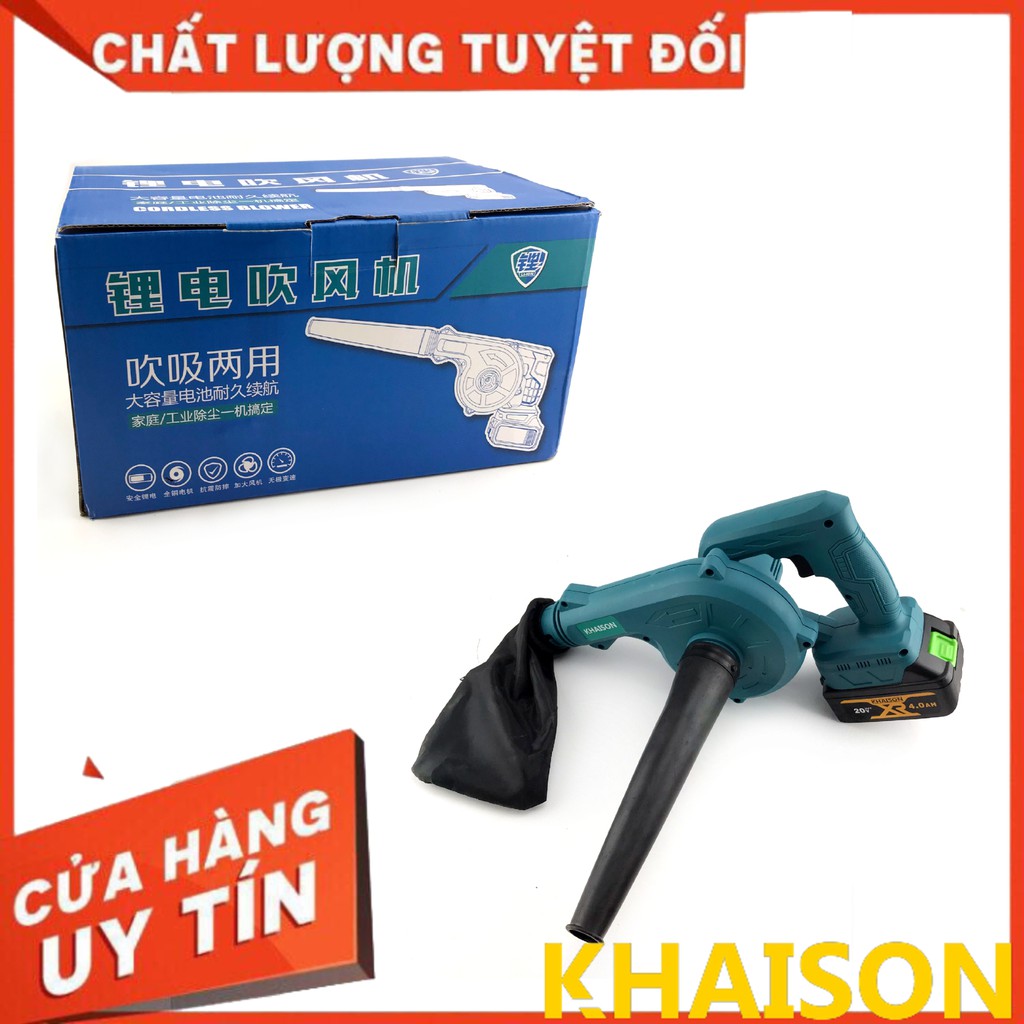 Máy thổi bụi hút bụi dùng pin 20v Khaison bộ 2 pin kèm sạc