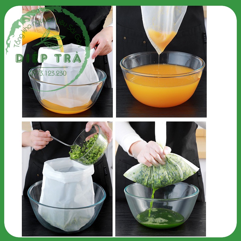 Túi vải sợi cước lọc trà/cặn sữa hạt/lọc nước ép hoa quả 38x40cm