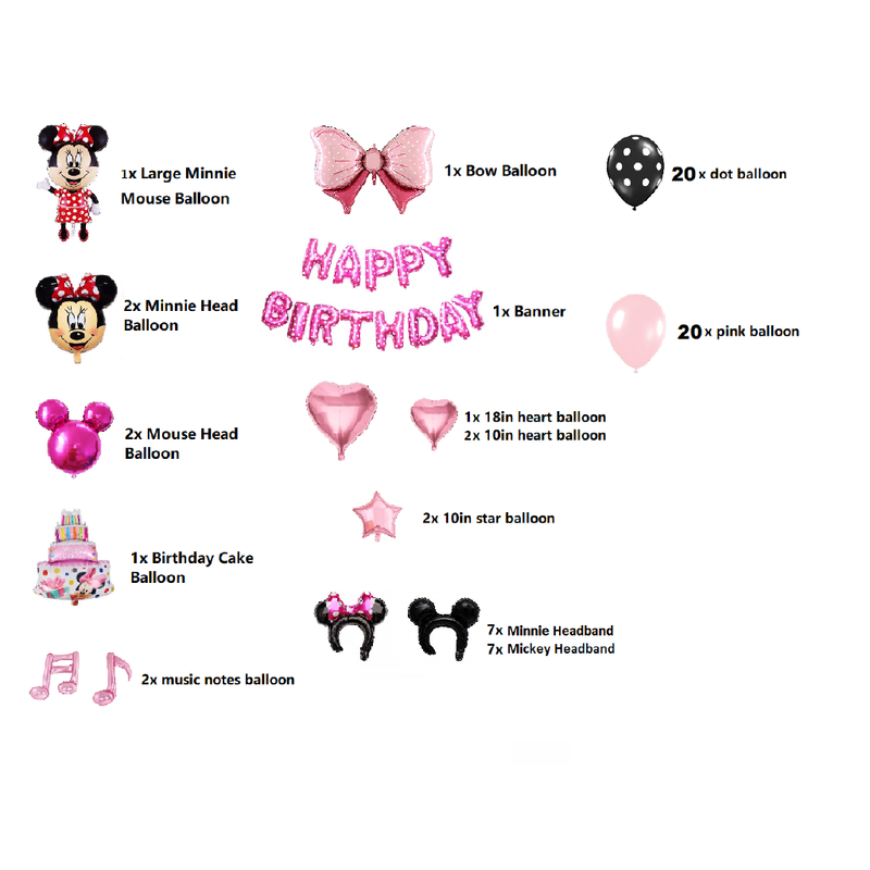 Set 69 Bóng Bay Hình Chuột Minnie Trang Trí Tiệc Sinh Nhật