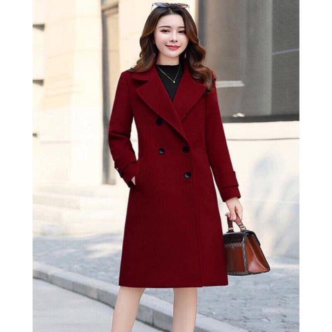 Áo Khoác Dạ Len Dáng Dài Phối Nút Cao Cấp Form Chuẩn Hàng Quảng Châu Màu Đỏ | BigBuy360 - bigbuy360.vn