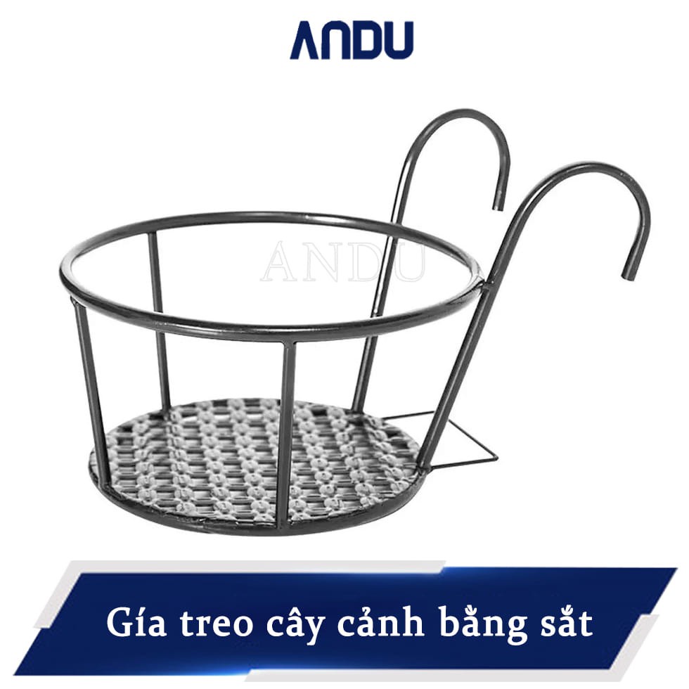 Giá Để Cây Cảnh Bằng Sắt, Giỏ Hoa Treo Ban Công Cửa Sổ Đường Kính 22cm