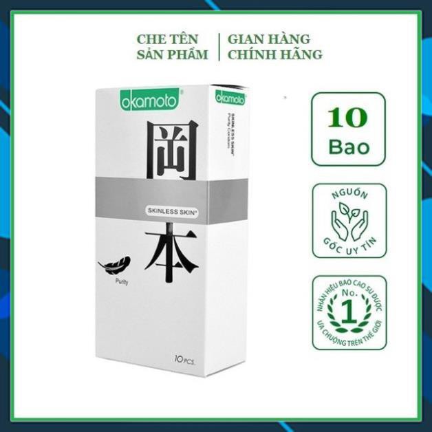 Bao Cao Su Siêu Mỏng Tinh Khiết Okamoto Purity Skinless Nhật Bản /kéo dài thời gian