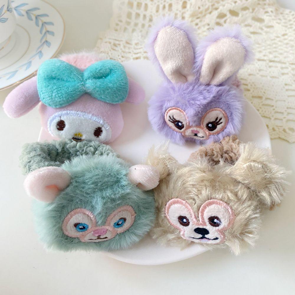 QQMALL Dây Cột Tóc Lông Nhung Hình Thỏ Hoạt Hình Dễ Thương Cho Nữ