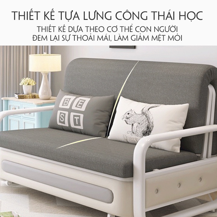 GIƯỜNG SOFA THÔNG MINH GẤP GỌN, SOFA GIƯỜNG ĐA NĂNG CÓ NGĂN CHỨA ĐỒ ( TẶNG KÈM GỐI ) | BigBuy360 - bigbuy360.vn