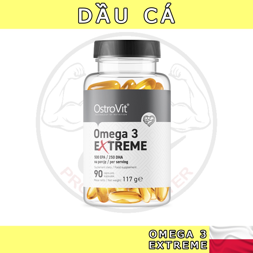 Dầu Cá Cô Đặc OstroVit Omega 3 Extreme, Sáng Mắt, Chắc Xương, Bổ Tim (90 Viên) - Protein Center