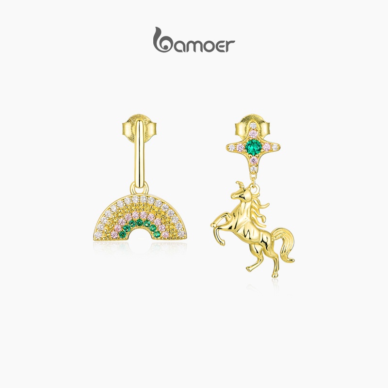 BAMOER Bông Tai bạc 925 HìNh NgựA Pony ThờI Trang