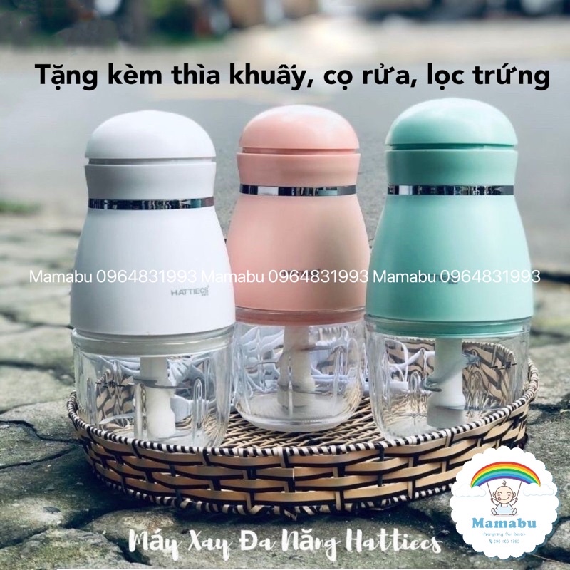 Máy Xay Cầm Tay Đa Năng Hattiecs Cho Bé Ăn Dặm Phiên Bản Nâng Cấp 6 Lưỡi Dao Xay Nhuyễn Thức Ăn Nhỏ Gọn Tiện Lợi Mamabu