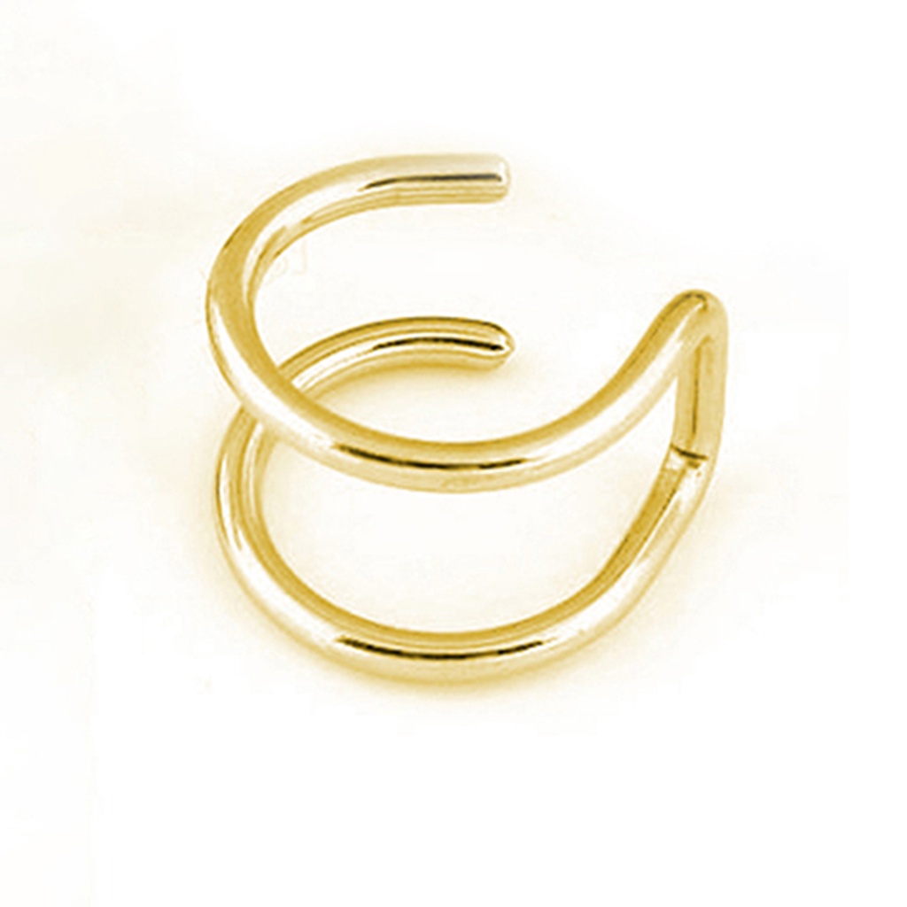 <sujianxia> Ear Clip Cuff Cool Non Pierced Stainless Steel 2-row Fake Cartilage Earrings for Bar