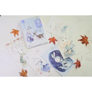 Bộ postcard thỏ vẽ chì 2
