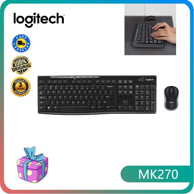 Logitech mk270 Keyboard dan Mouse Wireless 2.4GHz dengan Baterai Panjang