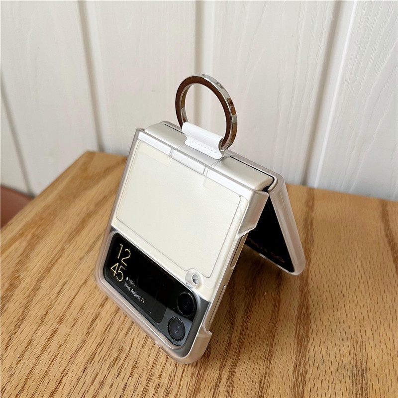 Ốp Điện Thoại PC Mềm Trong Suốt Chống Rơi Có Vòng Đỡ Gập Gọn Cho Samsung Galaxy Zflip 3 Zflip 4