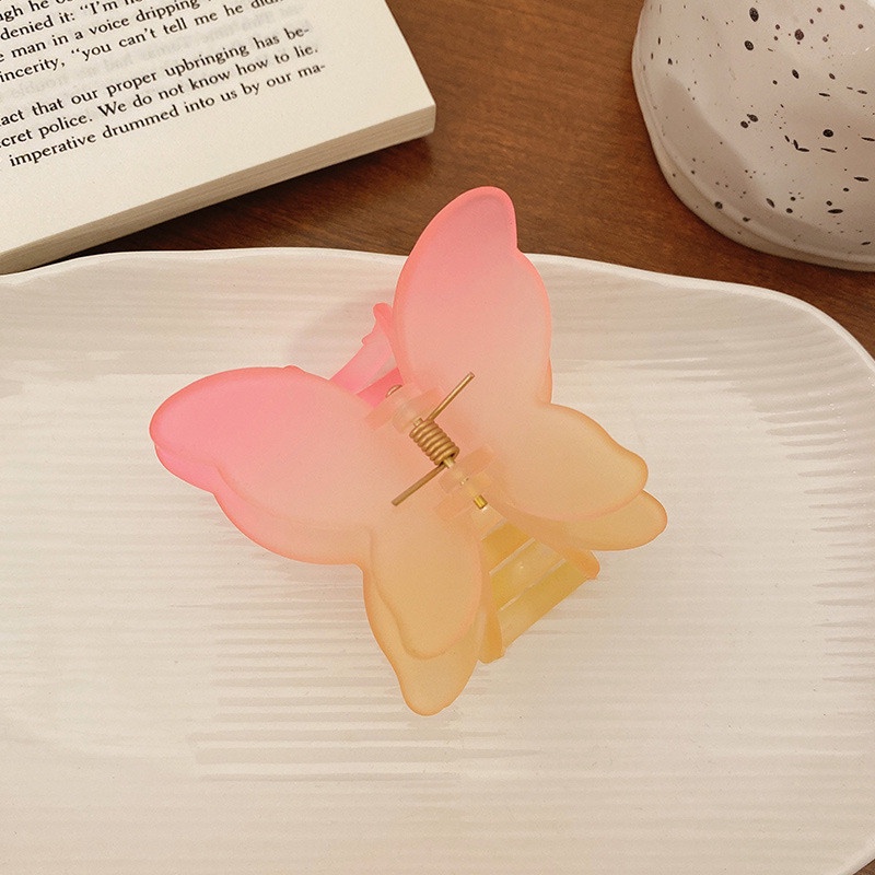 Sen Department Kẹp Tóc Bướm Bằng Acrylic Màu Gradient Ngọt Ngào Cỡ Lớn Hai Lớp Cho Người Lười