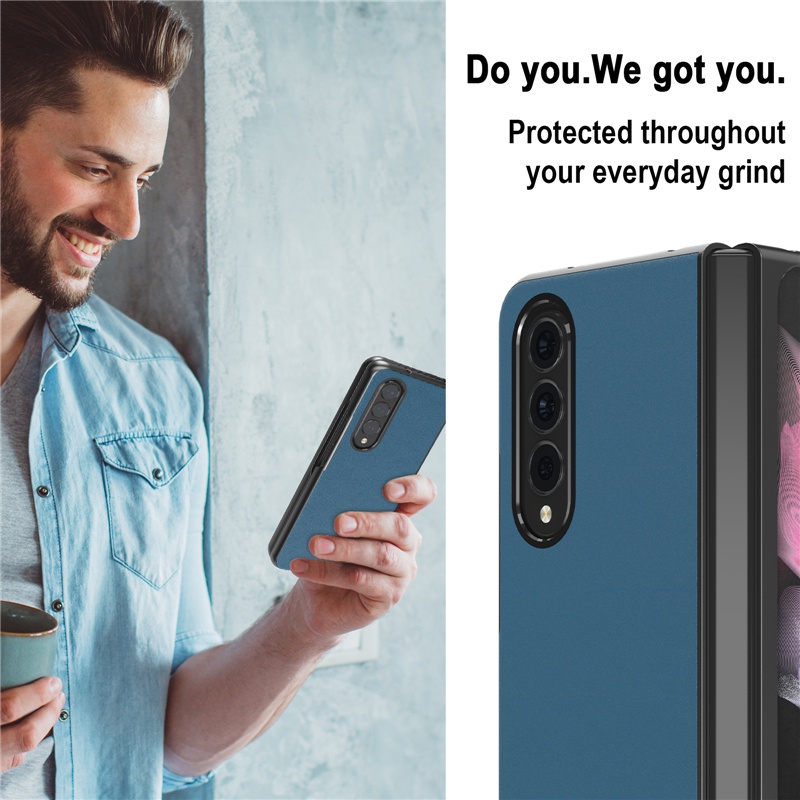 Ốp điện thoại silicon dẻo màu đen trơn đơn giản sang trọng cho Samsung Galaxy Z Fold 3 5G