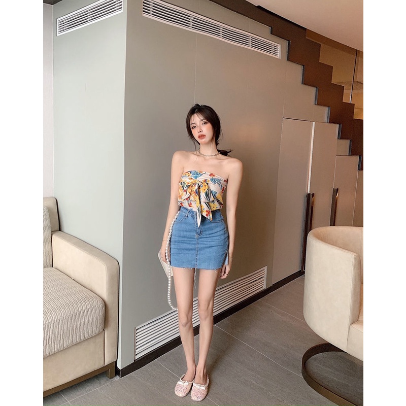 Áo ống in hoa thời trang mùa hè quyến rũ cho nữ