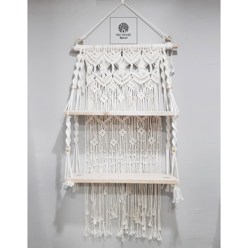 Kệ Macrame 2 tầng (bảng gỗ 50x14cm)