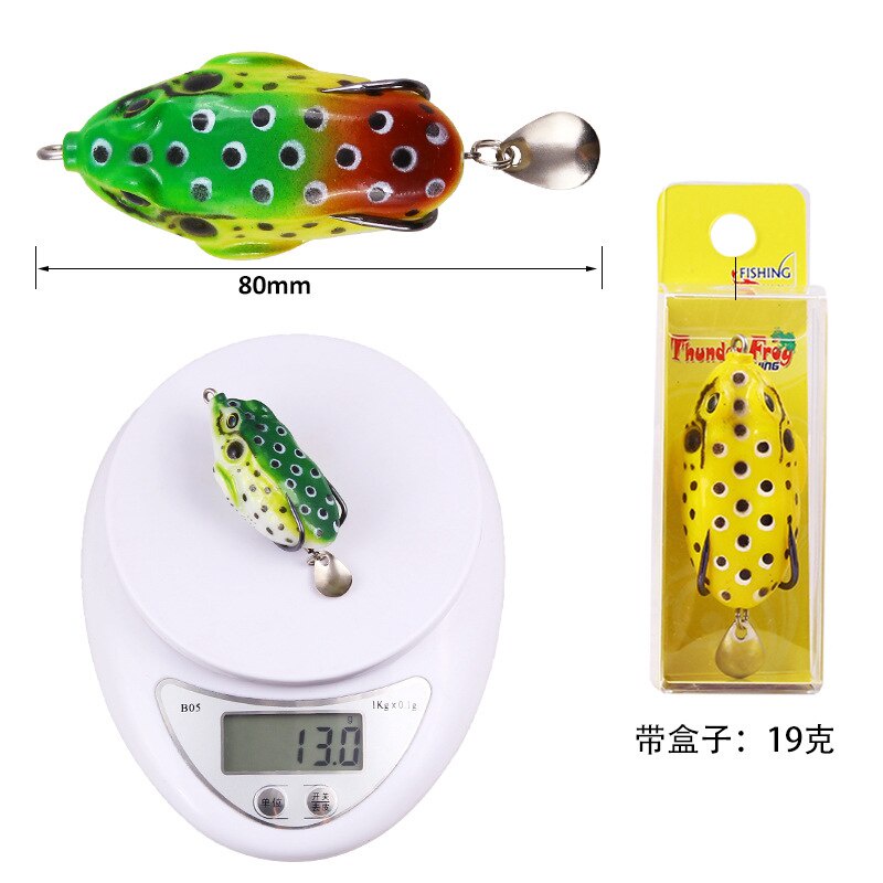 Móc câu cá hình ếch bằng sequin mềm 8cm/13g chất lượng