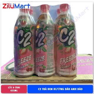 Lốc 6 chai trà đen hương dâu anh đào C2 loại 455ml