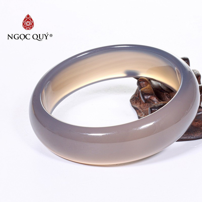 Vòng tay liền khối đá mã não lông chuột agate mệnh thủy , kim - Ngọc Quý