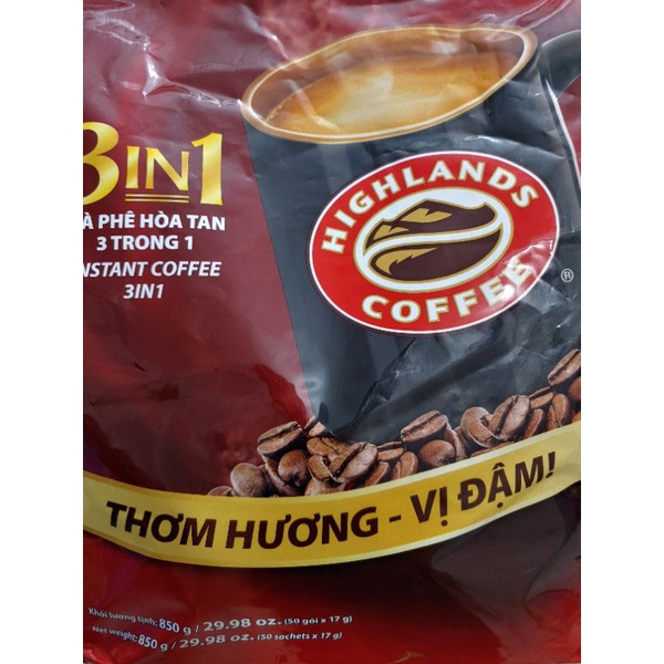 Cà phê sữa hòa tan 3in1 Highlands Coffee bịch 50 gói*17g