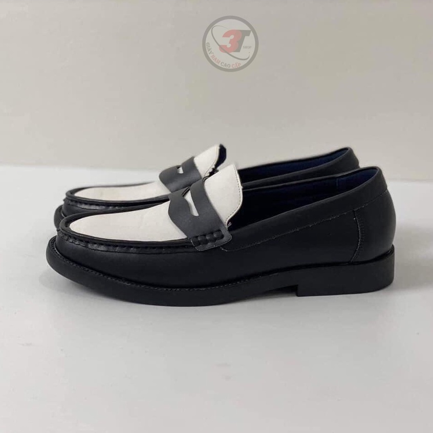 Giày Penny loafer Black  Nam  , DA MỀM , Đế Cao Su nguyên Khối, Có Khâu Đế , tăng chiều cao 3.5 cm