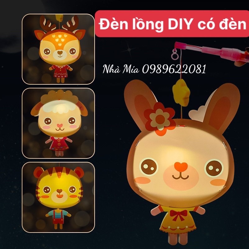 Đèn lồng trung thu cho bé, đèn lồng trung thu động vật dễ thương size đại có nhạc có đèn