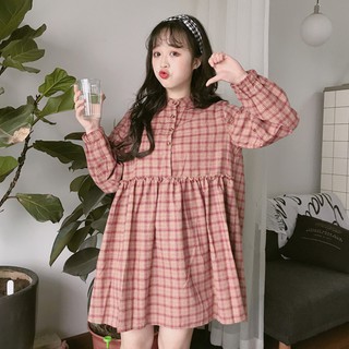 váy ulzzang đầm babydoll váy nữ đẹp bbd kẻ caro kiểu Hàn Quốc dáng rộng
