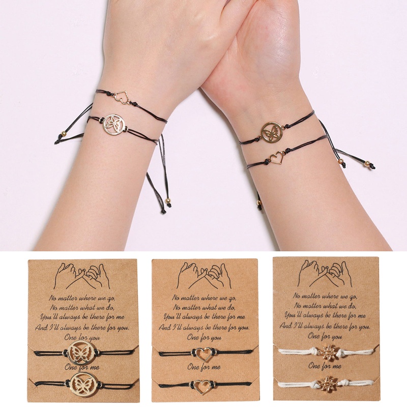 Set 2 Vòng Tay Dây Thừng Dễ Điều Chỉnh Cho Cặp Đôi / Bạn Thân