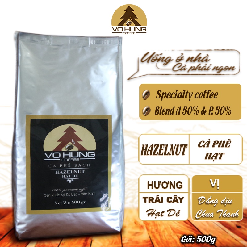 Cà phê nguyên chất hạt dẻ Hazelnut Hạt S18 Cafe rang xay Chuyên cho Cafe trứng cafe sữa Võ Hùng Coffee HAP500